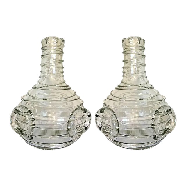 1960s Italian Costantini Threaded Art Glass Carafe For Sale