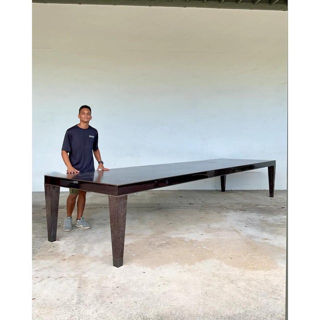 Coffee Vintage Monumental 15 Ft Cerused Wood Dining Table For Sale - Image 8 of 16
