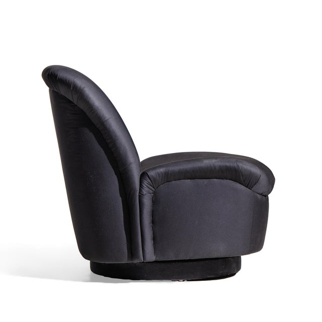 Black Vladimir Kagan for Directional Mid Century Swivel Lounge Chair For Sale - Image 8 of 9