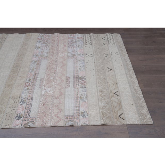 1960 Vintage Anatolian Patchwork Area Rug - Muted Neutral & Pastel Pink For Sale - Image 11 of 11