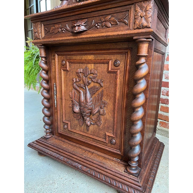 Antique French Hunt Bookcase Barley Twist Black Forest Carved