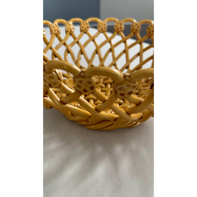 Handmade Ochre Ceramic Openwork Fruit Basket from Pichon Uzès, France, 1960s For Sale - Image 10 of 13