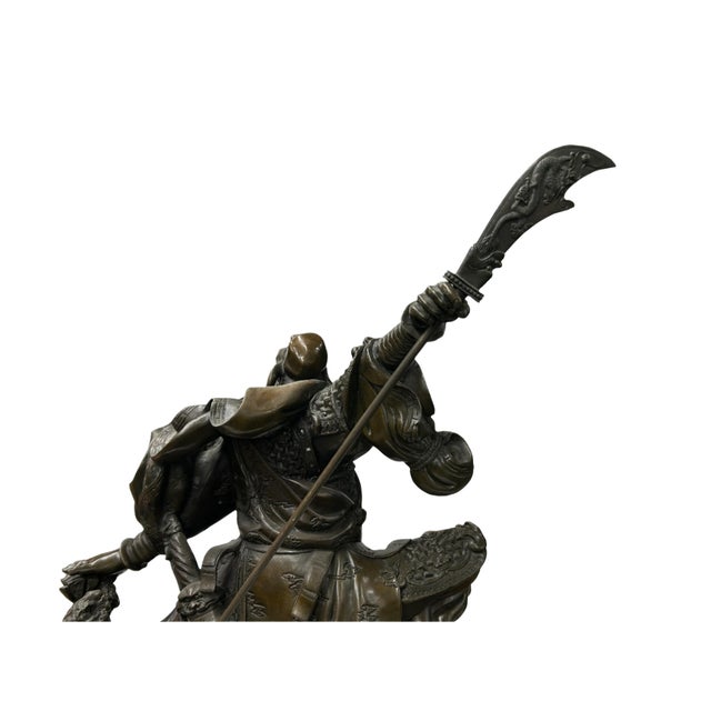 Auburn Chinese Metal Bronze General Quan Yu Holding Long Knife Statue For Sale - Image 8 of 18