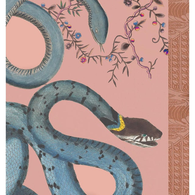 Contemporary "Les Serpentes" Snakes, Flowers, and Textile Pattern Print - 24" X 30" For Sale - Image 3 of 5