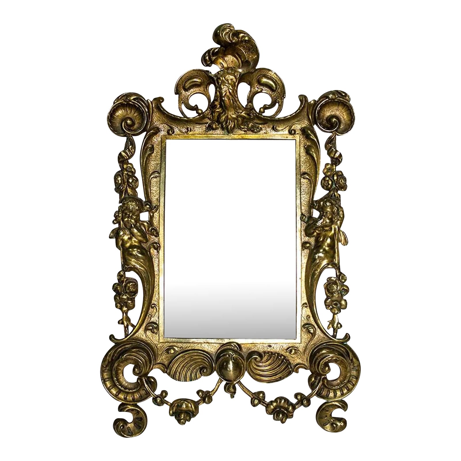 Elaborate French Gilt Bronze Picture Frame - Easel Back | Chairish