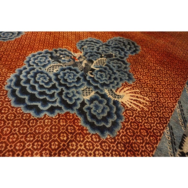 Textile Great Red and Black Color With Beautiful Chinoiserie Pattern Antique Chinese Baotou Rug For Sale - Image 7 of 12