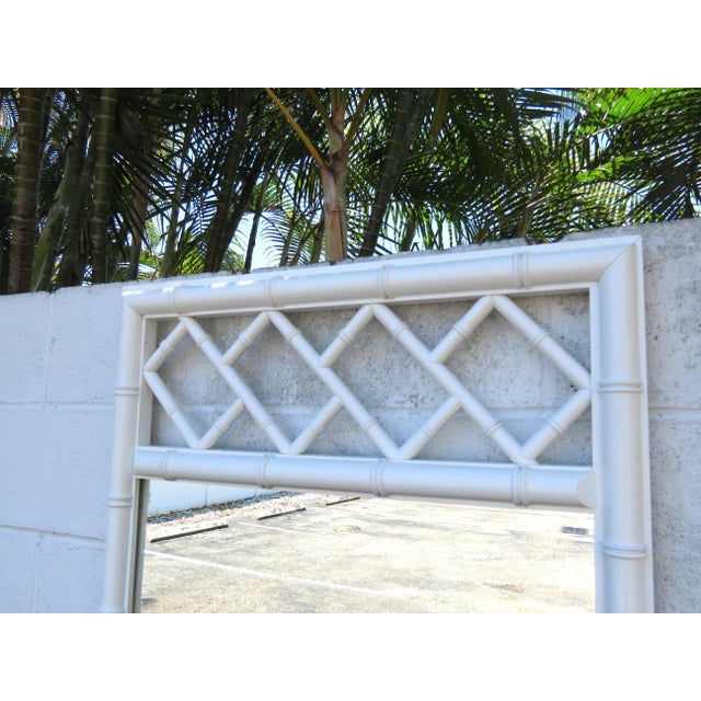 Late 20th Century Hollywood Regency Painted Faux Bamboo Vanity Dresser Bathroom Wall Mirror 6356 For Sale - Image 5 of 10
