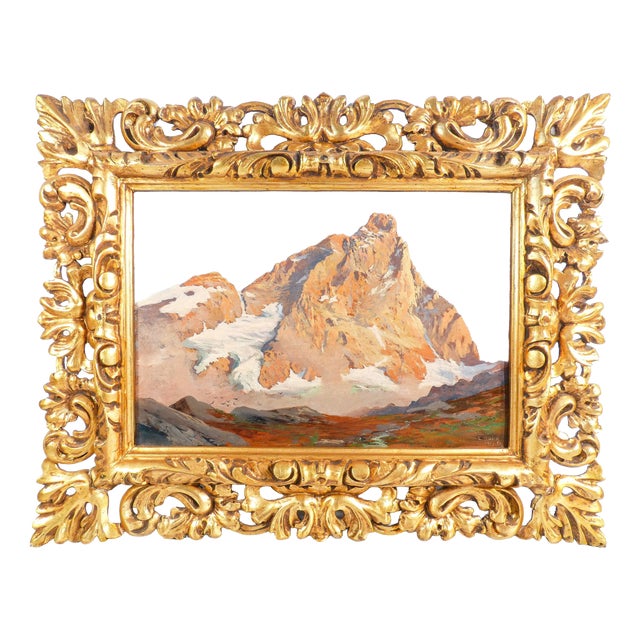 Leonardo Roda, Il Cervino, 1911, Oil on Panel, Framed For Sale