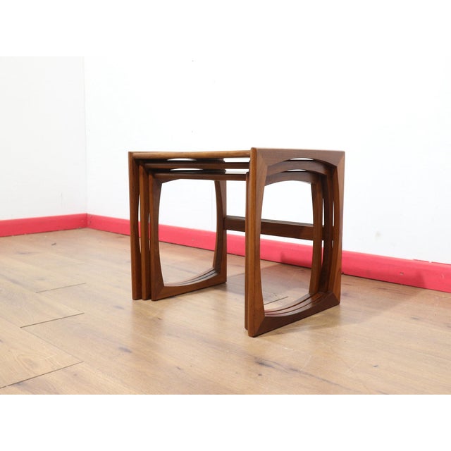 Wood Mid Century Modern Vintage Teak Quadrille Nesting Ends Tables in the Style of G Plan Danish Style For Sale - Image 7 of 14