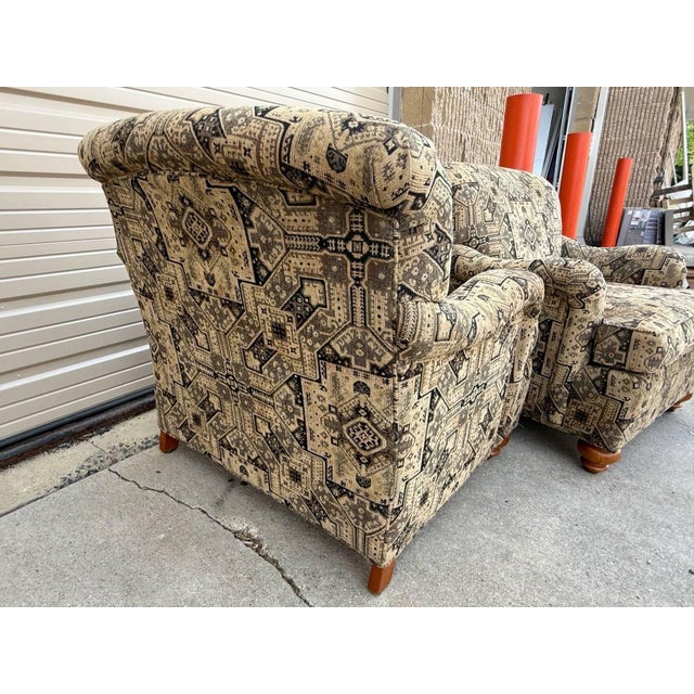 Pair of Ethan Allen Roll Back Upholstered Lounge Chairs For Sale - Image 10 of 12