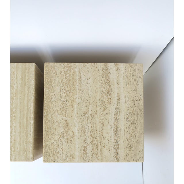 Italian Travertine Marble End Tables, Pair For Sale - Image 15 of 17