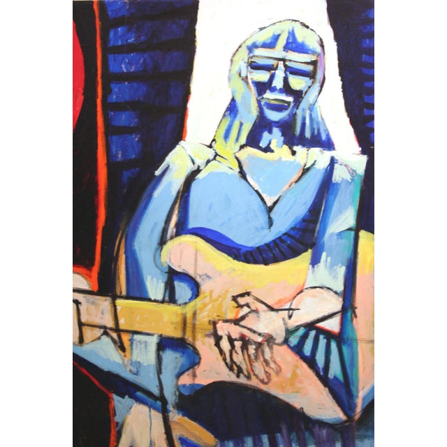 Courtney Love playing blues - a dynamic abstract painting by San Francisco artist Michael William Eggleston (American,...