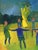 Mid-Century Modern 'Circle of Light' Vintage Original Figurative Landscape Oil Painting, Framed For Sale - Image 10 of 13