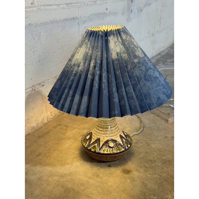 1970s Søholm Ceramic Table Lamp With Pleated Paper Shade Danish Vintage Mid-Century Modern 1970s For Sale - Image 5 of 9