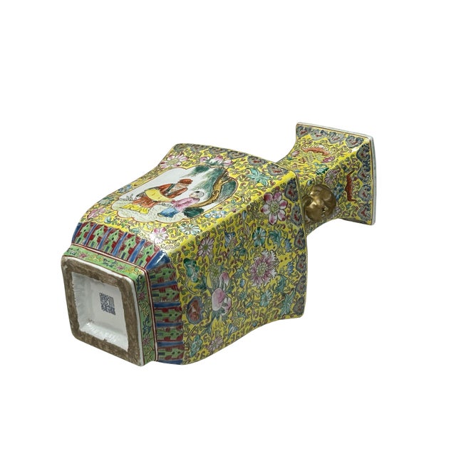 Chinese Yellow Base Canton Famille Mille Fleurs Porcelain Vase For Sale - Image 4 of 14