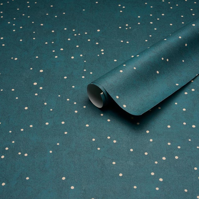Contemporary SAMPLE - Schumacher X Colette Cosentino Brindille Starry Sky Wallpaper In Peacock For Sale - Image 3 of 3