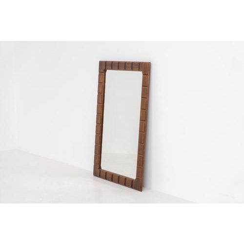 Brown Sculptural Graphic Wall Mirror For Sale - Image 8 of 8