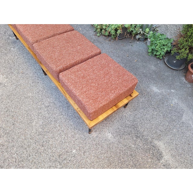 Large Francesco Giuseppe Series Bench with Brick Bouclé Seat by Luigi Caccia Dominioni for Azucena, 1950s For Sale - Image 6 of 16