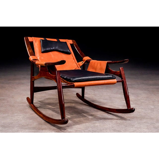 Rocking Chair in Rosewood & Leather, Liceu De Artes, 1960s For Sale - Image 13 of 15