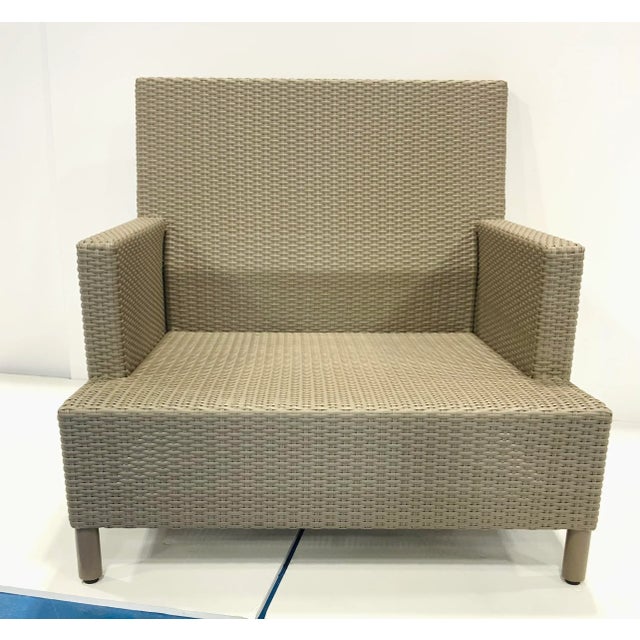 Original Retail $4197, stylish Barbara Barry for Baker McGuire Gray Woven Resin Outdoor Plateau Lounge Chair, gray powder...