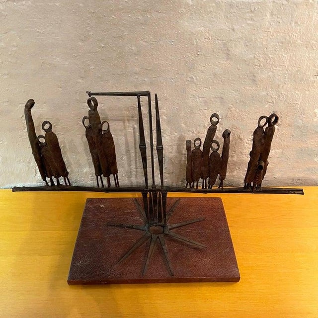 Mid-Century Brutalist Metal and Wood Sculpture by Virginia Stemple For Sale - Image 10 of 13