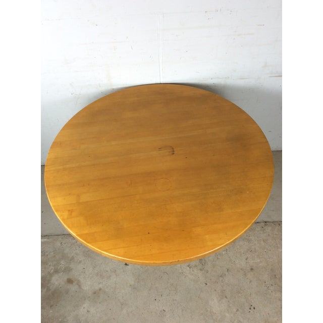 Mid-Century Modern Mid Century Modern Round Dining Table With Butcher Block Top and Chrome Base For Sale - Image 3 of 15