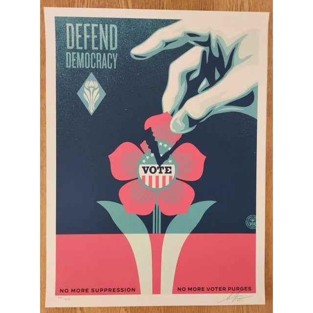 Shepard Fairey (Obey), Defend Democracy, Signed Screenprint For Sale - Image 7 of 8
