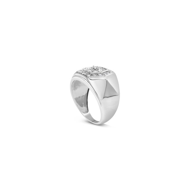 Haus of Brilliance Men's .925 Sterling Silver 1/2 Cttw Multi-Diamond Hexagon Frame Ring (I-J Color, I3 Clarity) - Ring - Size 9 For Sale - Image 4 of 6