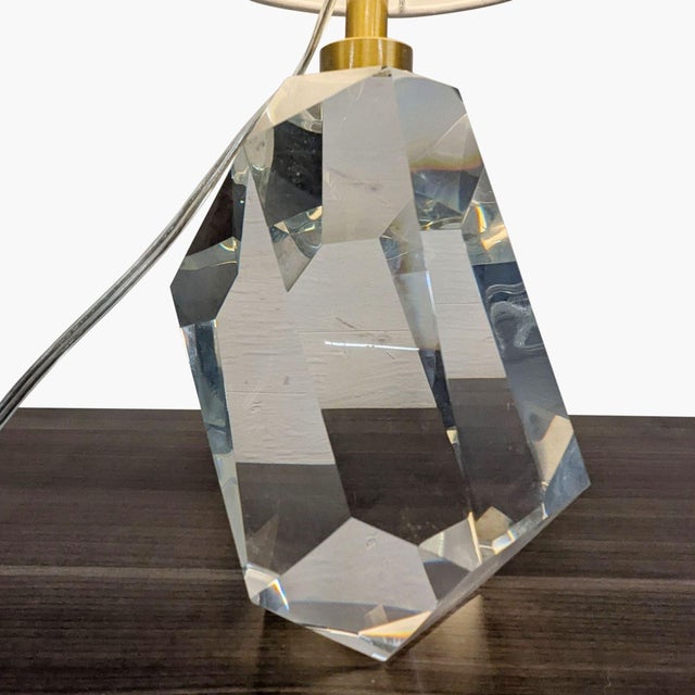 Linen Lillian August Halcyon Faceted Crystal Table Lamp For Sale - Image 8 of 8