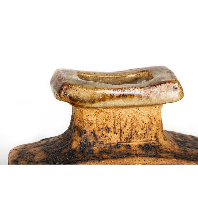 Swedish Brutalist Style Stoneware Vases with Glazed Collar by Curt Magnus-Addin, 1970s, Set of 2 For Sale - Image 9 of 11