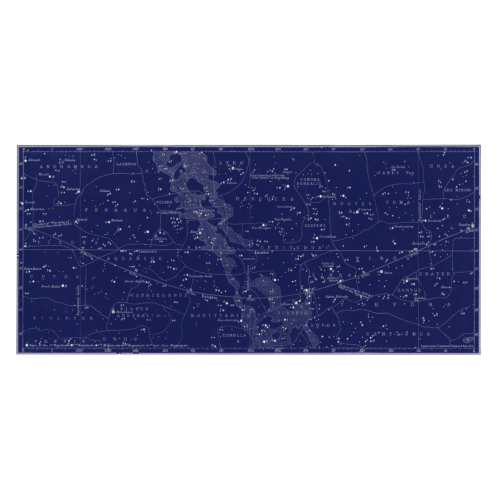Reproduction Large Star Constellation Map in Navy Blue | Chairish