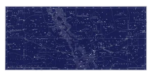 Reproduction Large Star Constellation Map in Navy Blue
