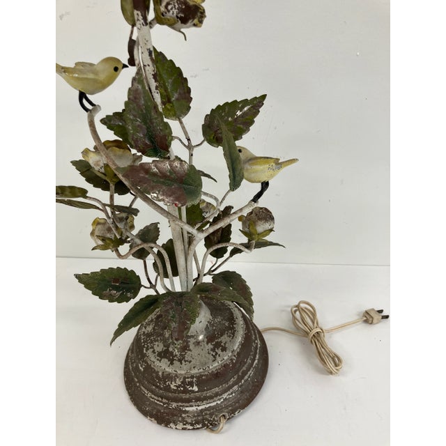 Vintage Italian Tole Bird & Floral Table Lamp, Cottagecore, Circa 1950s For Sale - Image 13 of 13
