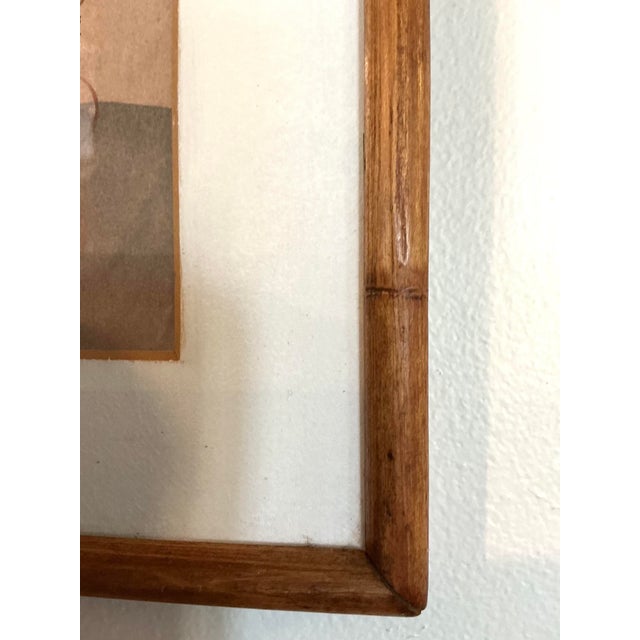 Tan Vintage Asian Rooster Painting With Artist Seal, Framed Bamboo-Style For Sale - Image 8 of 10