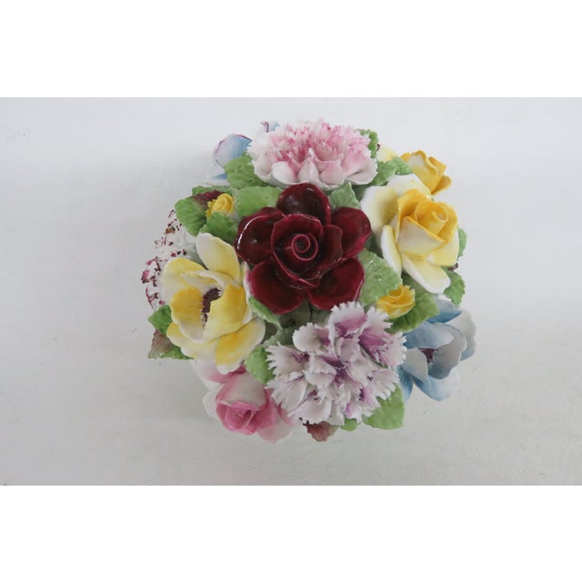 Late 20th Century Royal Doulton England Bone China Floral Posy Mixed Flowers in Footed Bowl 5016b For Sale - Image 5 of 18