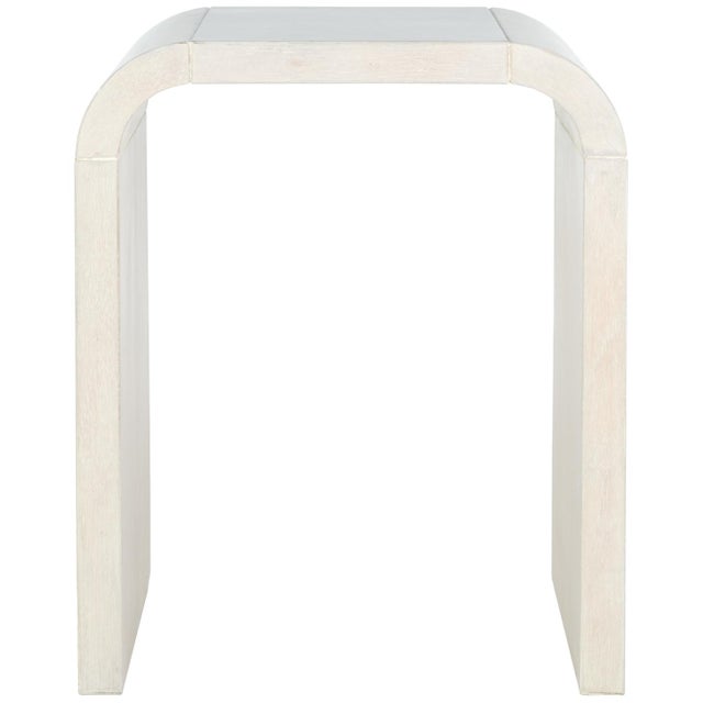 Wood Liasonya Curved Waterfall Accent Table in White Washed For Sale - Image 7 of 7