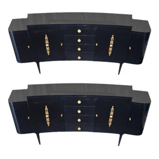 Pair of Black Lacquer Commodes For Sale