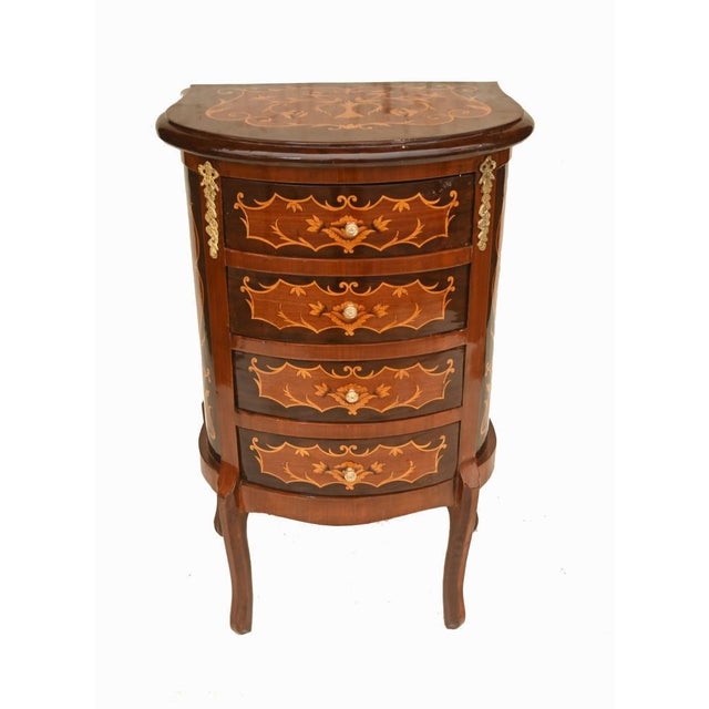 French Louis XV Revival Inlaid Nightstands, Set of 2 For Sale - Image 3 of 10