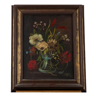 Still Life with Flowers, Oil on Board, Framed For Sale