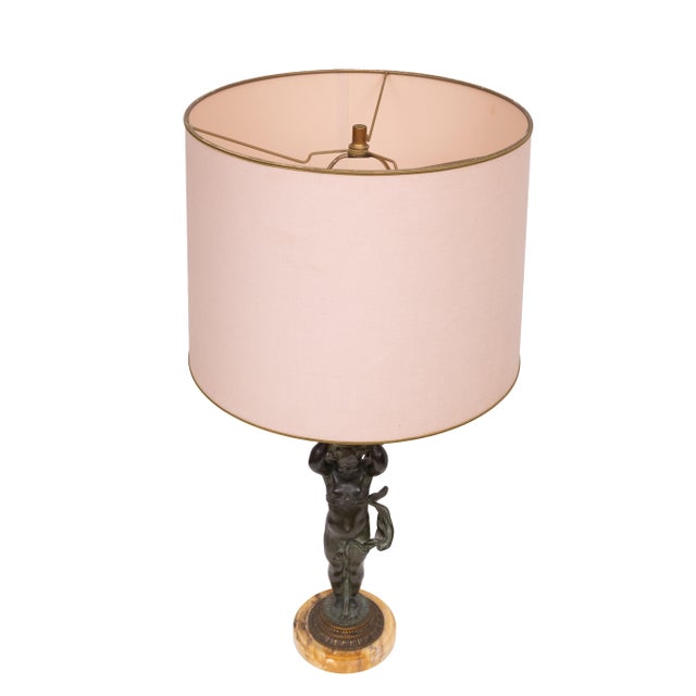 19th Century Antique French Empire Bronze Cherub Table Lamp, 1890s For Sale - Image 5 of 16