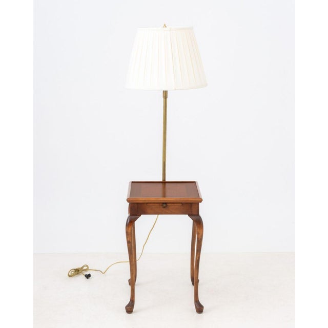 Queen Anne Style Side Table With Swing Arm Lamp For Sale - Image 9 of 9
