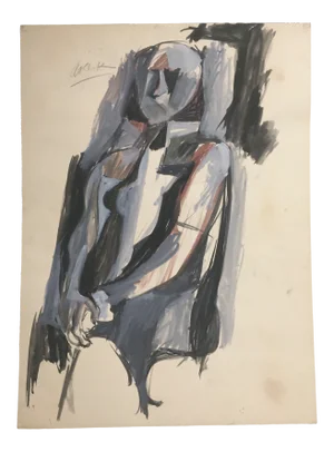 Rex Ashlock “Seated Figure in Grays” Painting