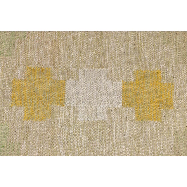 Beige Doris Leslie Blau Vintage Scandinavian Geometric Light Beige Flatweave Wool Rug For Sale - Image 8 of 8
