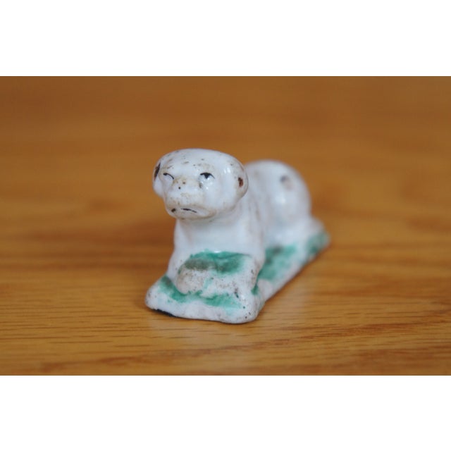 White Antique Miniature Staffordshire Dogs King Charles Spaniel & Bulldog- Set of 2 For Sale - Image 8 of 10