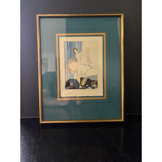 Printmaking Materials Umberto Brunelleschi Art Deco Nude “Nude Amid Pillows” c.1920s – Framed French Book Illustration For Sale - Image 7 of 11