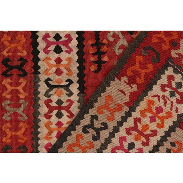 Textile Vintage Tribal Kilim Rug in Red With Colorful Geometric Patterns by Rug & Kilim For Sale - Image 7 of 8