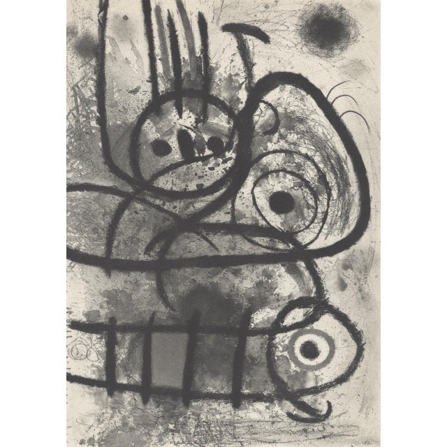 Monochrome lithograph after Joan Miró, from the album "L'Oiseau Solaire, L'Oiseau Lunaire, Etincelles" (The Sun Bird, The...