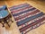 Vintage Caucasian Kilim Rug, Handwoven Wool, Geometric Stripes, Blue & Ivory, 6' x 8' For Sale In Chicago - Image 6 of 8