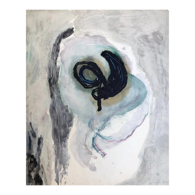 1987 William Douglas McGee Blue Wing Mixed Media Painting For Sale