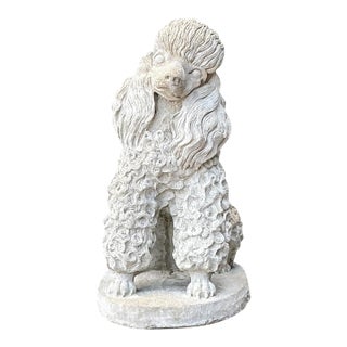 Vintage Cement Poodle Dog Statue For Sale